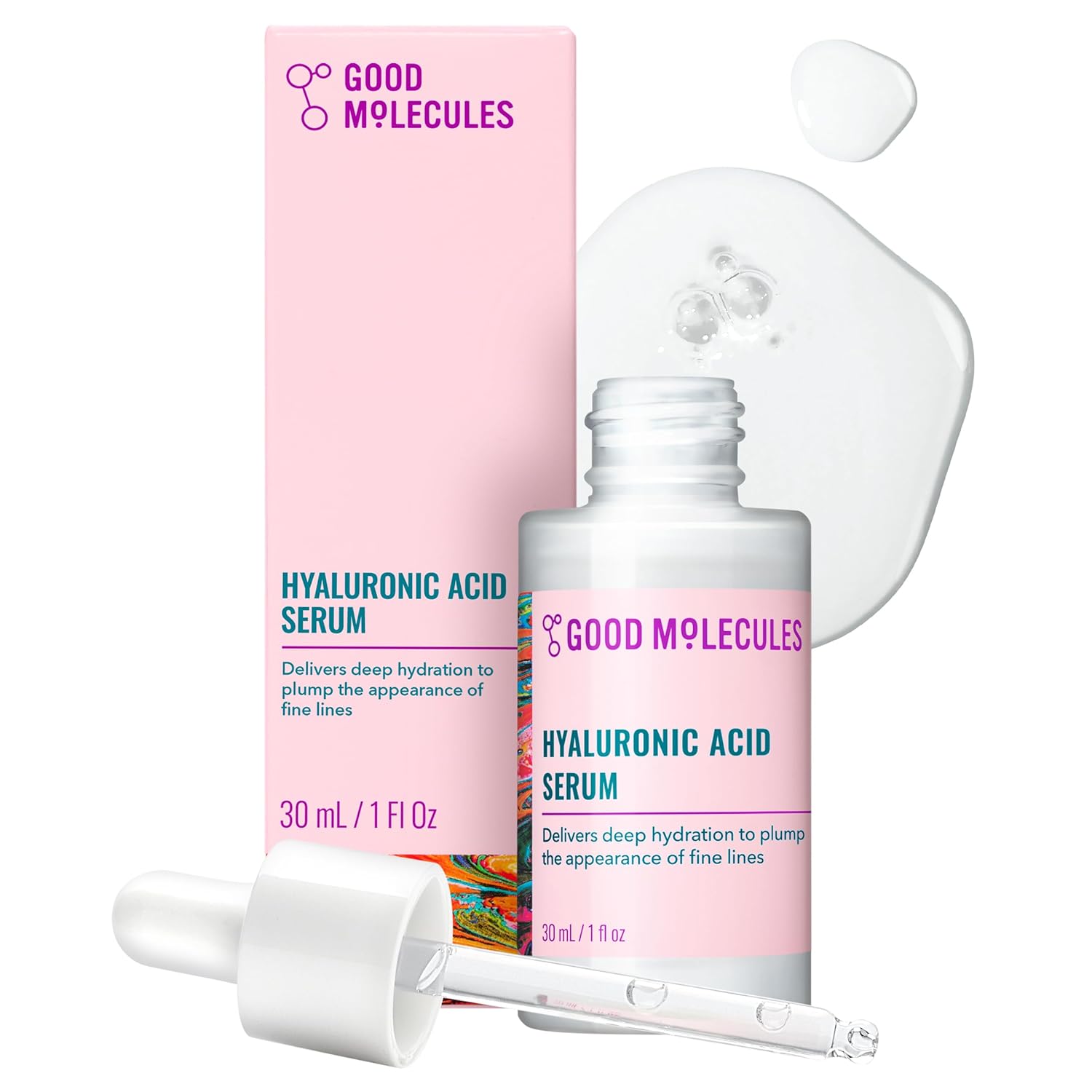 Good Molecules Hyaluronic Acid Serum - 1% Hyaluronic Acid Non-greasy Ultra Hydrating Serum, Facial Moisturizer for Plumper Skin, Skin Care for Face Quick Pick Grocers